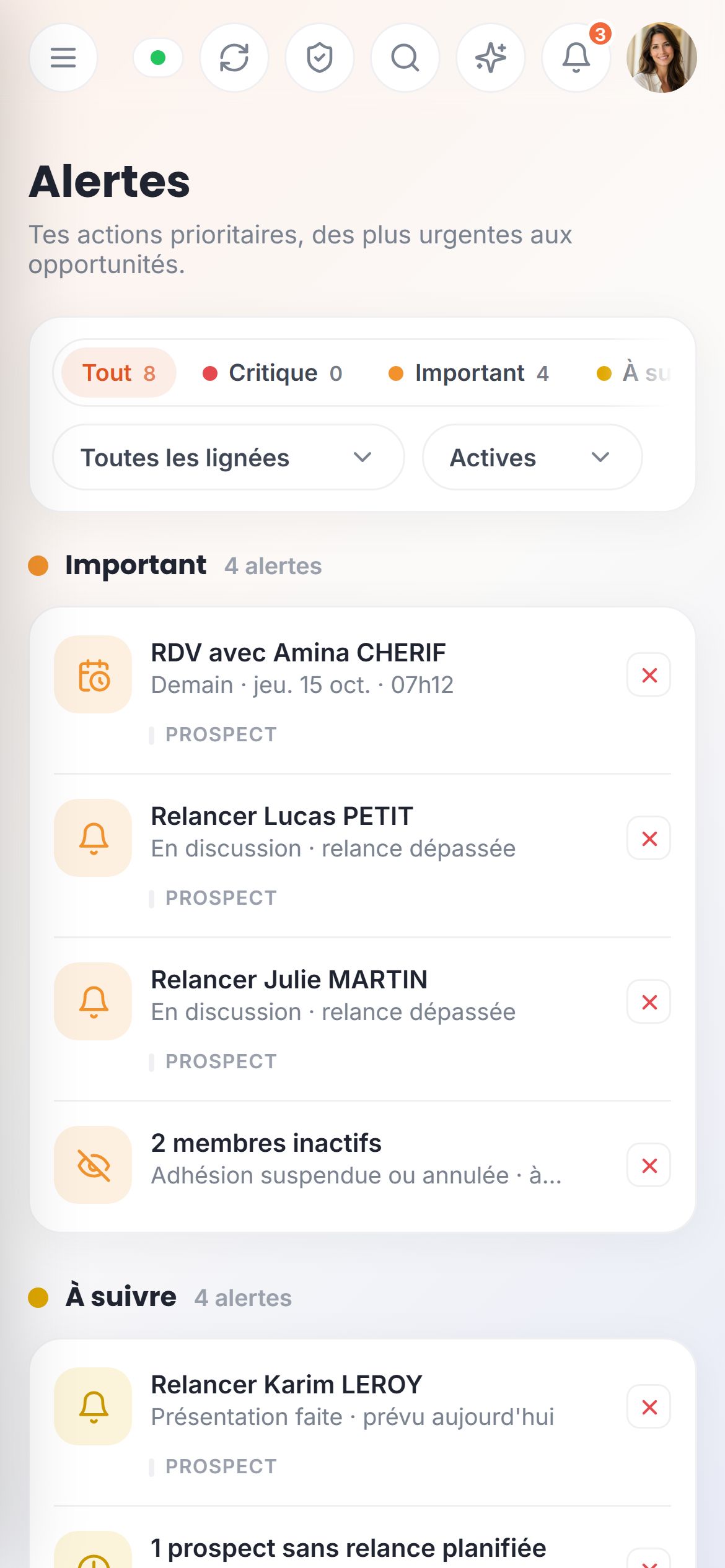 Les alertes sur téléphone, classées par importance